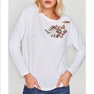 Zara Sweater white with floral detail